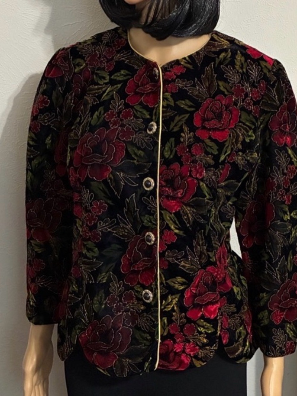R&K Festive Velveteen Button-Up Jacket. Size 12. Evening. Dressy. Holiday.